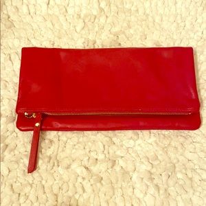 Red Faux Leather Clutch